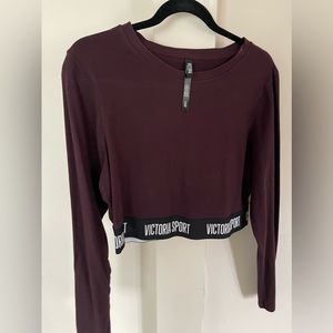 Victoria Secret Sz L Long Sleeve Sport Crop Top Women's Purple Yoga Workout
